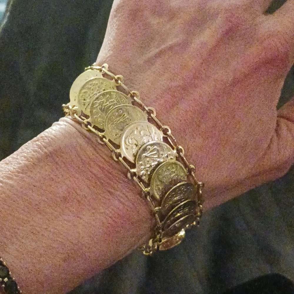 This one was purchased in Italy! Beautiful,gold plated,coin,bracelet! - Picture 6 of 15
